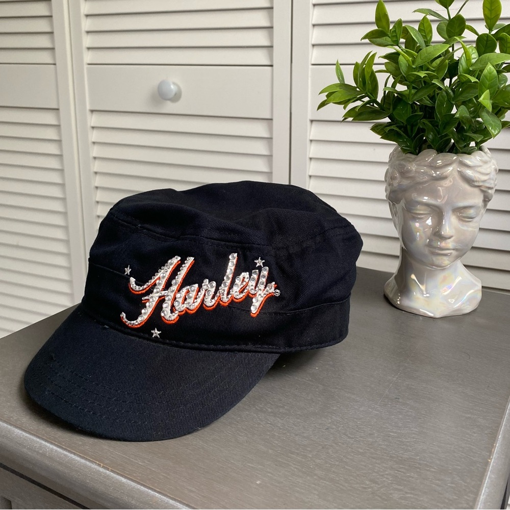Y2k Harley Davidson Newsboy Cap / Hat Gem